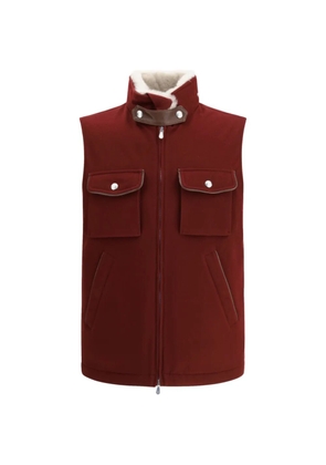 Brunello Cucinelli shearling-trim padded gilet - Red