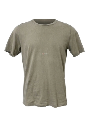 Saint Laurent Pre-Owned logo-print distressed T-shirt - Green