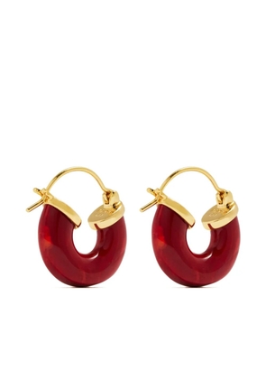 Anni Lu gold hoop red resin earrings