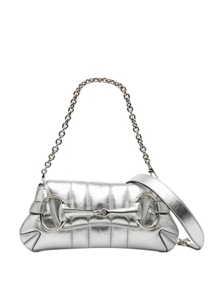 Gucci Pre-Owned 2000-2015 Small Metallic Quilted Leather Horsebit Chain satchel - Silver