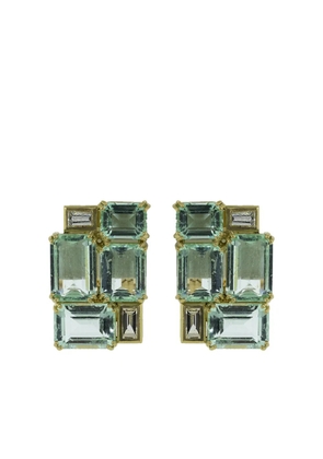 Sylva & Cie 18kt yellow gold diamond colombian emerald earrings