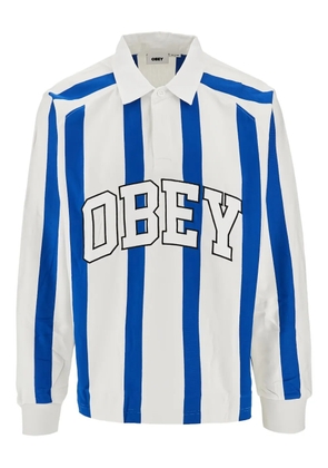 Obey striped logo-detail polo shirt - White