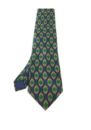 Lanvin Pre-Owned print-detail logo-patch tie - Blue