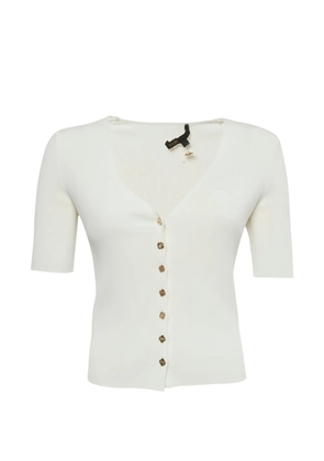 Maje ribbed-knit button blouse - White