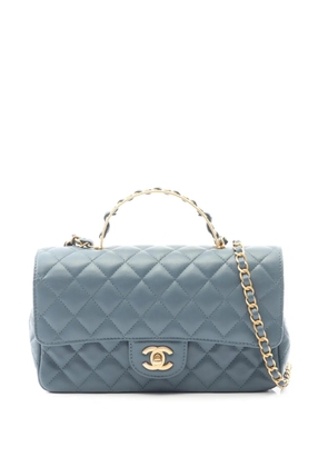 CHANEL Pre-Owned 2021-2025 Rectangular Classic Lambskin Top Handle Single Flap satchel - Green