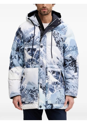 GUESS USA hooded print coat - Blue