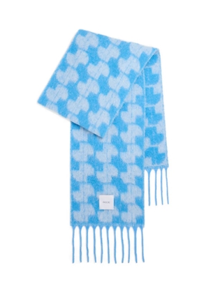 Patou geometric-pattern fringed scarf - Blue
