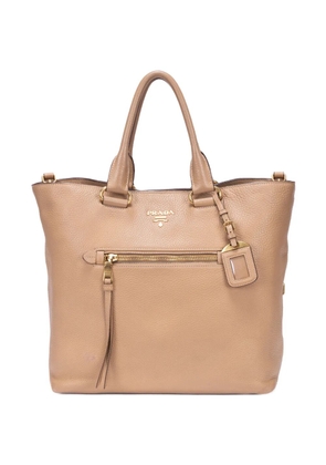 Prada Pre-Owned logo-plaque tote bag - Neutrals
