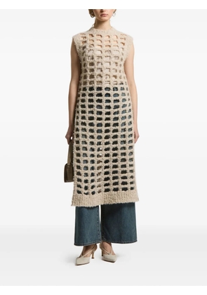 Peserico grid-pattern sleeveless top - Neutrals