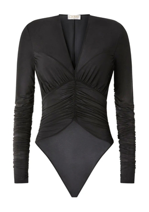 Genny V-neck ruched bodysuit - Black