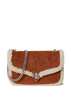 Lauren Ralph Lauren shearling-trim logo-plaque cross body bag - Brown