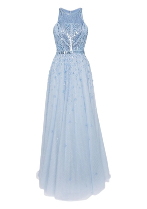 Saiid Kobeisy beaded halterneck gown - Blue
