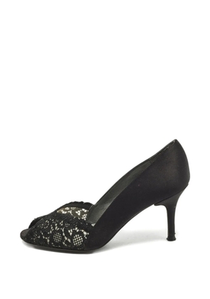 Stuart Weitzman Chantelle satin lace peep-toe pumps - Black