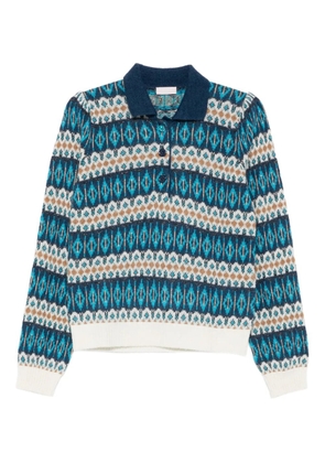 LIU JO patterned collared polo top - Blue