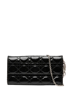 Christian Dior Pre-Owned 2013 Patent Cannage Lady Dior Wallet On Chain crossbody bag - Black
