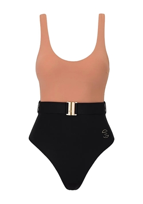SOFIA ERHAN belted two-tone swimsuit - Brown