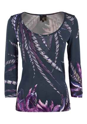 Just Cavalli Feather-print top - Blue