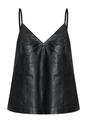 Gestuz GZrio leather V-neck top - Black