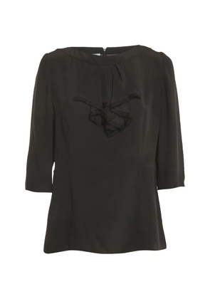 Prada Pre-Owned 2016 ruffle-detail silk blouse - Black
