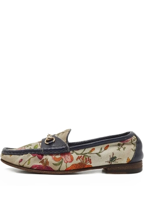 Gucci Pre-Owned floral-print loafers - Blue