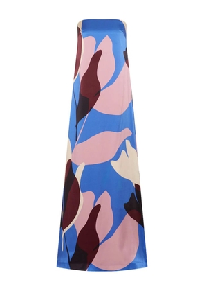 Rebecca Vallance Mika abstract-print strapless maxi dress - Blue