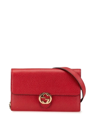 Gucci Pre-Owned 2000-2015 Leather Interlocking G Dollar Wallet on Chain crossbody bag - Red