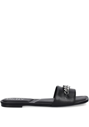 DKNY leather slides - Black