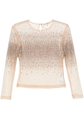 Ermanno Scervino crystal-embellished tulle top - Neutrals