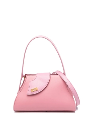GCDS small Comma logo-plaque leather tote bag - Pink