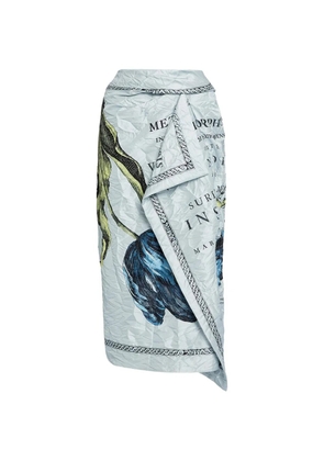 ERDEM draped floral midi skirt - Blue