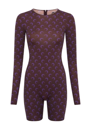 Marine Serre moon-print shorts playsuit - Purple