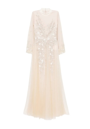 Saiid Kobeisy embroidered velvet gown - Neutrals