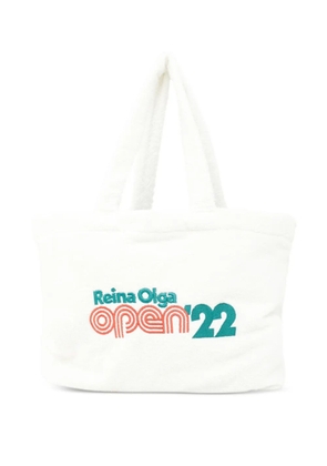 Reina Olga logo-embroidery beach bag - White