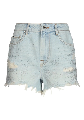 LIU JO rhinestone-embellished denim shorts - Blue