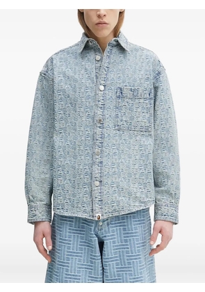A BATHING APE® monogram-print denim shirt jacket - Blue