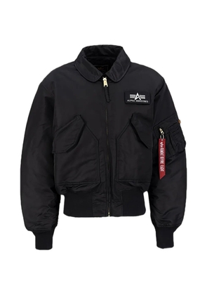 Alpha Industries embroidered patch zip bomber jacket - Black