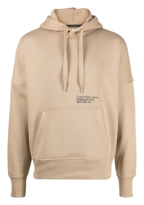 Calvin Klein Jeans Layered Address Hwk drawstring hoodie - PF2 TRAVERTINE