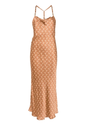 Marine Serre Moon Satin maxi dress - Brown