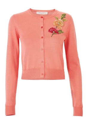 Carolina Herrera floral-embroidered cardigan - Pink