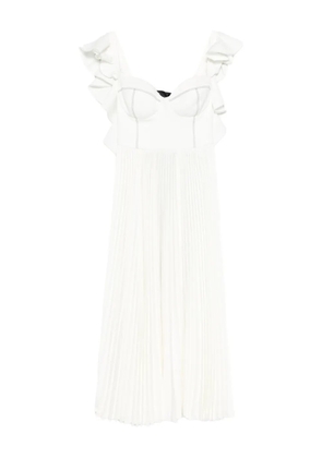 Parlor ruffled pleated midi dress - White