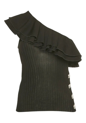 Balmain Pre-Owned ruffled ribbed top - Black