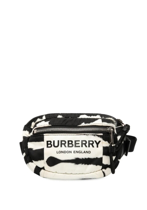 Burberry Pre-Owned 2010-2025 Zebra Print Nylon Logo Cannon belt bag - Black