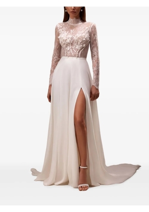 Milla Nova Kolabria lace-bodice mock-neck dress - #IVORY