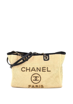 CHANEL Pre-Owned Deauville Tote Straw with Chain Detail Small shoulder bag - Neutrals