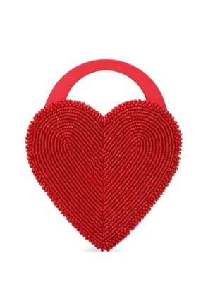 Vanina Reine de Coeur beaded heart clutch bag - Red