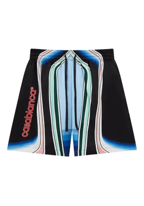Casablanca Graphic Mountain silk shorts - Black