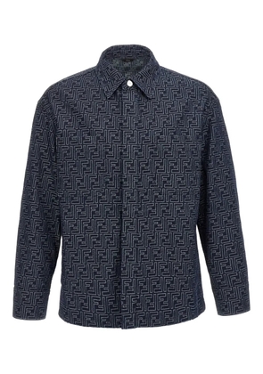 FENDI monogram-pattern shirt jacket - Blue