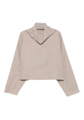 Dusan cowl-neck boxy top - Neutrals