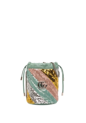Gucci Pre-Owned 2016-2025 Small GG Marmont Sequined Diagonal Matelasse Leather bucket bag - Green