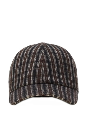 Lanvin striped logo-patch cap - Brown
